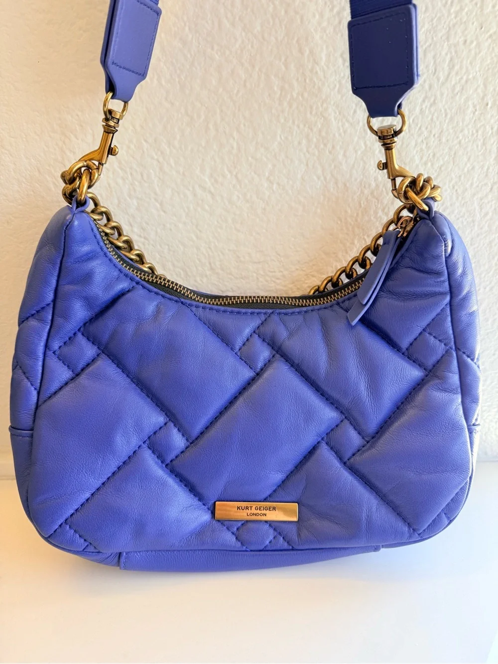 Kurt Geiger Quilted Leather Crossbody Purse With Coin Pouch